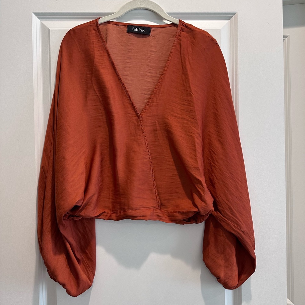fab'rik Rust V-Neck Blouse